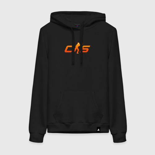 Женская толстовка хлопок CS 2 orange logo, цвет черный