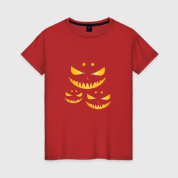 Женская футболка хлопок Хэллоуин страшные улыбки