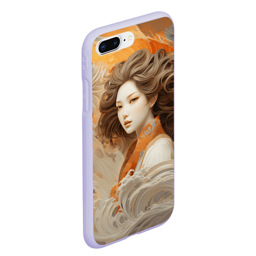 Чехол для iPhone 7Plus/8 Plus матовый с принтом Японская девушка и волны океана, вид сбоку #3