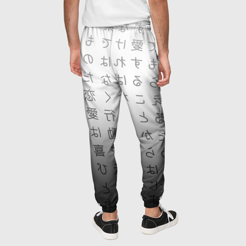 Мужские брюки 3D Black and white hieroglyphs, цвет 3D печать - фото 5