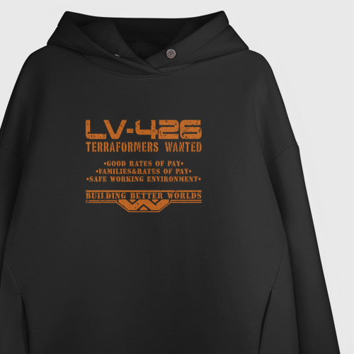 Женское худи Oversize хлопок Lv-426, цвет черный - фото 3