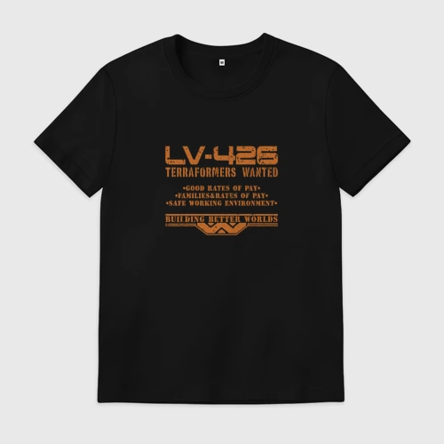 Мужская футболка хлопок с принтом Lv-426, вид спереди #2