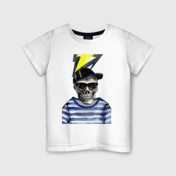 Детская футболка хлопок MoMo - череп в тельняшке и бейсболке