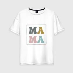 Женская футболка хлопок Oversize Мама в ретро стиле в квадратной рамке