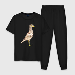 Мужская пижама хлопок Авдотка птица в стиле Low Poly 