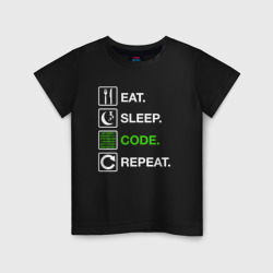 Детская футболка хлопок Eat Sleep Code Repeat