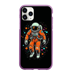 Чехол для iPhone 11 Pro Max матовый Космонавт в оранжевом скафандре