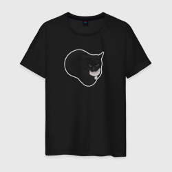 Мужская футболка хлопок Maxwell cat на черном фоне