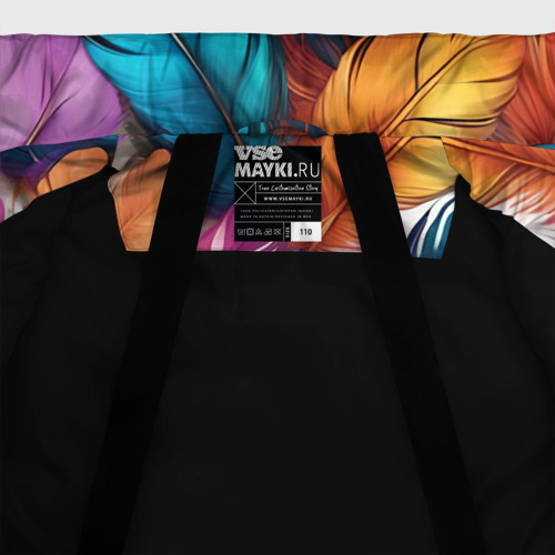 Зимняя куртка для девочек 3D Принт перья - нейросеть , цвет черный - фото 7