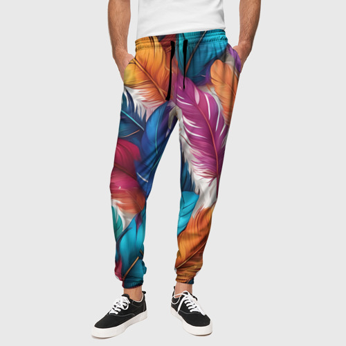 Мужские брюки 3D Принт перья - нейросеть , цвет 3D печать - фото 4