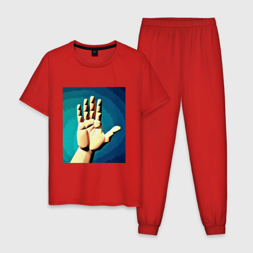 Мужская пижама хлопок с принтом Приветствие рукой, вид спереди #2