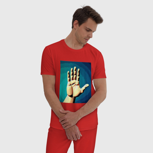 Мужская пижама хлопок с принтом Приветствие рукой, фото на моделе #1