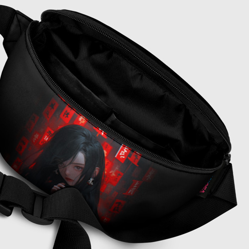 Поясная сумка 3D с принтом Девушка из аниме и красные печати, фото #6