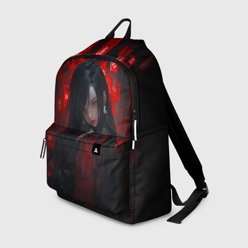 Рюкзак 3D с принтом Девушка из аниме и красные печати, вид спереди #2