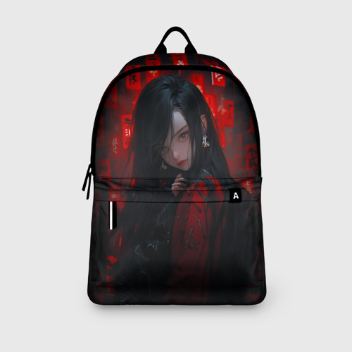 Рюкзак 3D с принтом Девушка из аниме и красные печати, вид сбоку #3