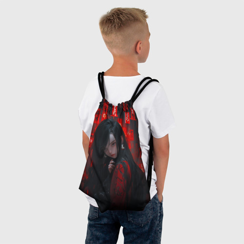 Рюкзак-мешок 3D Девушка из аниме и красные печати - фото 4