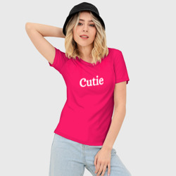Женская футболка 3D Slim Милашка ярко-розовый - фото 2
