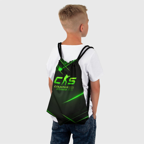 Рюкзак-мешок 3D Counter strike 2  green logo - фото 4