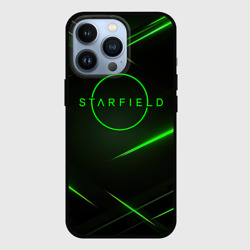 Чехол для iPhone 13 Pro Старфилд неоновый зеленый логотип