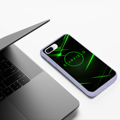 Чехол для iPhone 7Plus/8 Plus матовый с принтом Старфилд неоновый зеленый логотип, фото #5