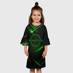 Детское платье 3D Старфилд неоновый зеленый логотип - фото 2