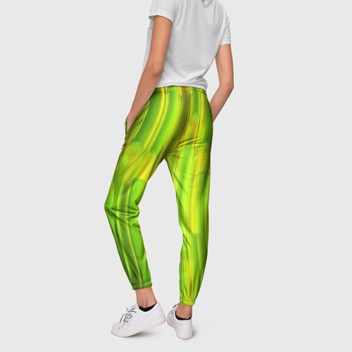 Женские брюки 3D Зеленые неоновые полосы, цвет 3D печать - фото 4