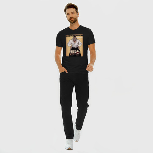 Мужская футболка хлопок Slim с принтом Боец Баки: Сибукава Гоки, вид сбоку #3