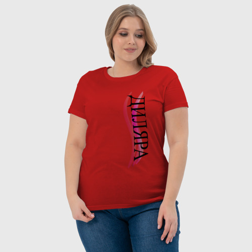 Женская футболка хлопок Имя Диляра, цвет красный - фото 6