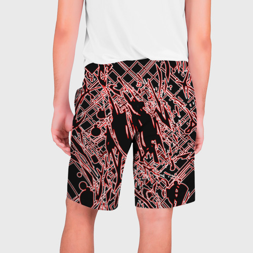 Мужские шорты 3D с принтом Кибернетическая клякса красная, вид сзади #1