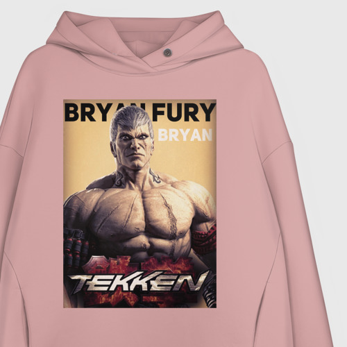 Женское худи Oversize хлопок Tekken 8 Bryan Fury , цвет пыльно-розовый - фото 3