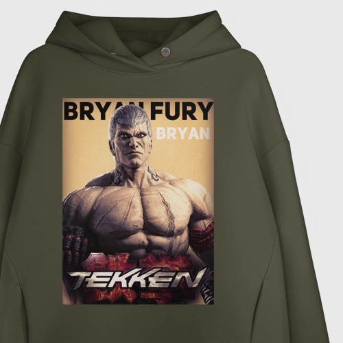 Женское худи Oversize хлопок Tekken 8 Bryan Fury , цвет хаки - фото 3