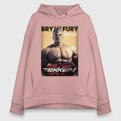 Женское худи Oversize хлопок Tekken 8 Bryan Fury , цвет пыльно-розовый