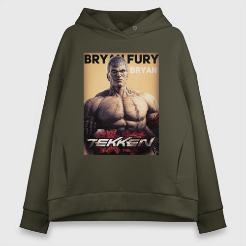 Женское худи Oversize хлопок Tekken 8 Bryan Fury , цвет хаки