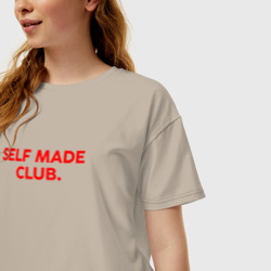 Женская футболка хлопок Oversize Self made club - фото 2