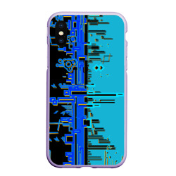 Чехол для iPhone XS Max матовый Кибер-глитч синий
