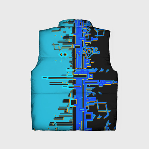 Детский жилет утепленный 3D Кибер-глитч синий, цвет черный - фото 2