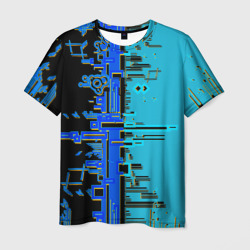 Кибер-глитч синий – Мужская футболка 3D с принтом купить со скидкой в -26%