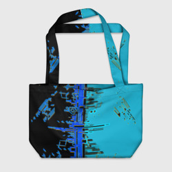 Пляжная сумка 3D Кибер-глитч синий