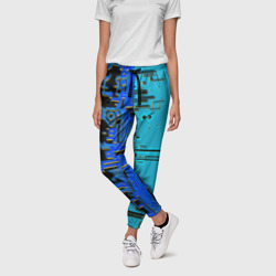 Женские брюки 3D Кибер-глитч синий - фото 2
