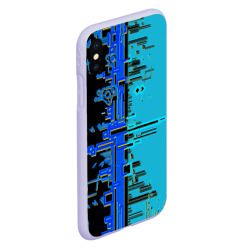 Чехол для iPhone XS Max матовый Кибер-глитч синий - фото 2