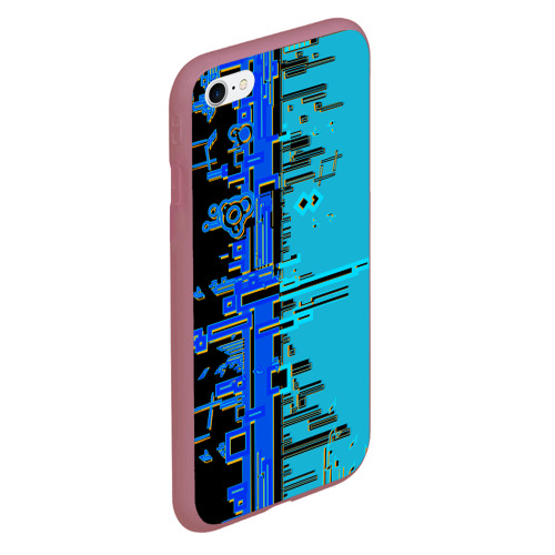 Чехол для iPhone 6/6S матовый с принтом Кибер-глитч синий, вид сбоку #3