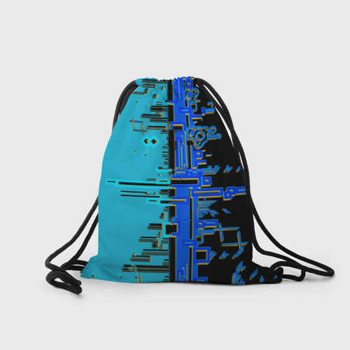 Рюкзак-мешок 3D Кибер-глитч синий - фото 2