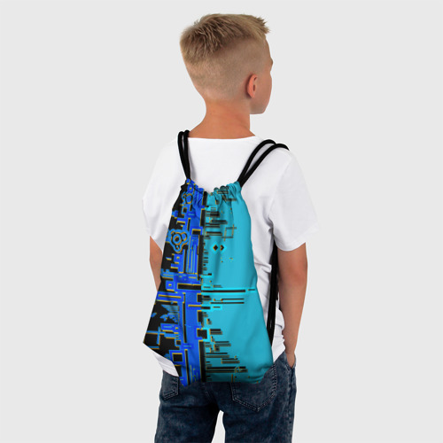 Рюкзак-мешок 3D Кибер-глитч синий - фото 4