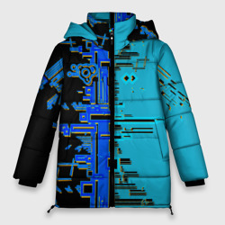 Женская зимняя куртка Oversize Кибер-глитч синий