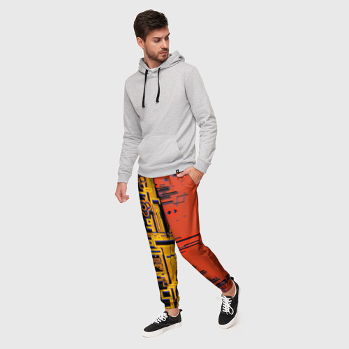 Мужские брюки 3D Кибер-глитч красный, цвет 3D печать - фото 3