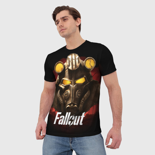 Мужская футболка 3D Fallout шлем, цвет 3D печать - фото 3