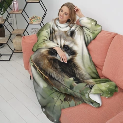 Плед с рукавами Енот акварель - фото 2