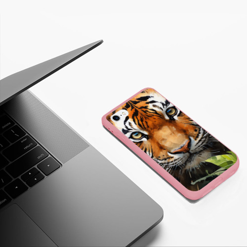 Чехол для iPhone 6/6S матовый с принтом Тигр портрет акварель, фото #5