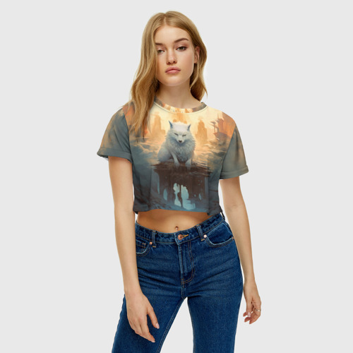 Женская футболка Crop-top 3D Великий волк Сиф, цвет 3D печать - фото 3