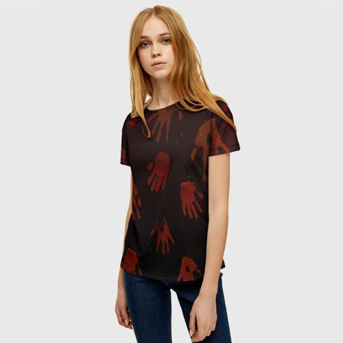 Женская футболка 3D Кровавые ладони, цвет 3D печать - фото 3